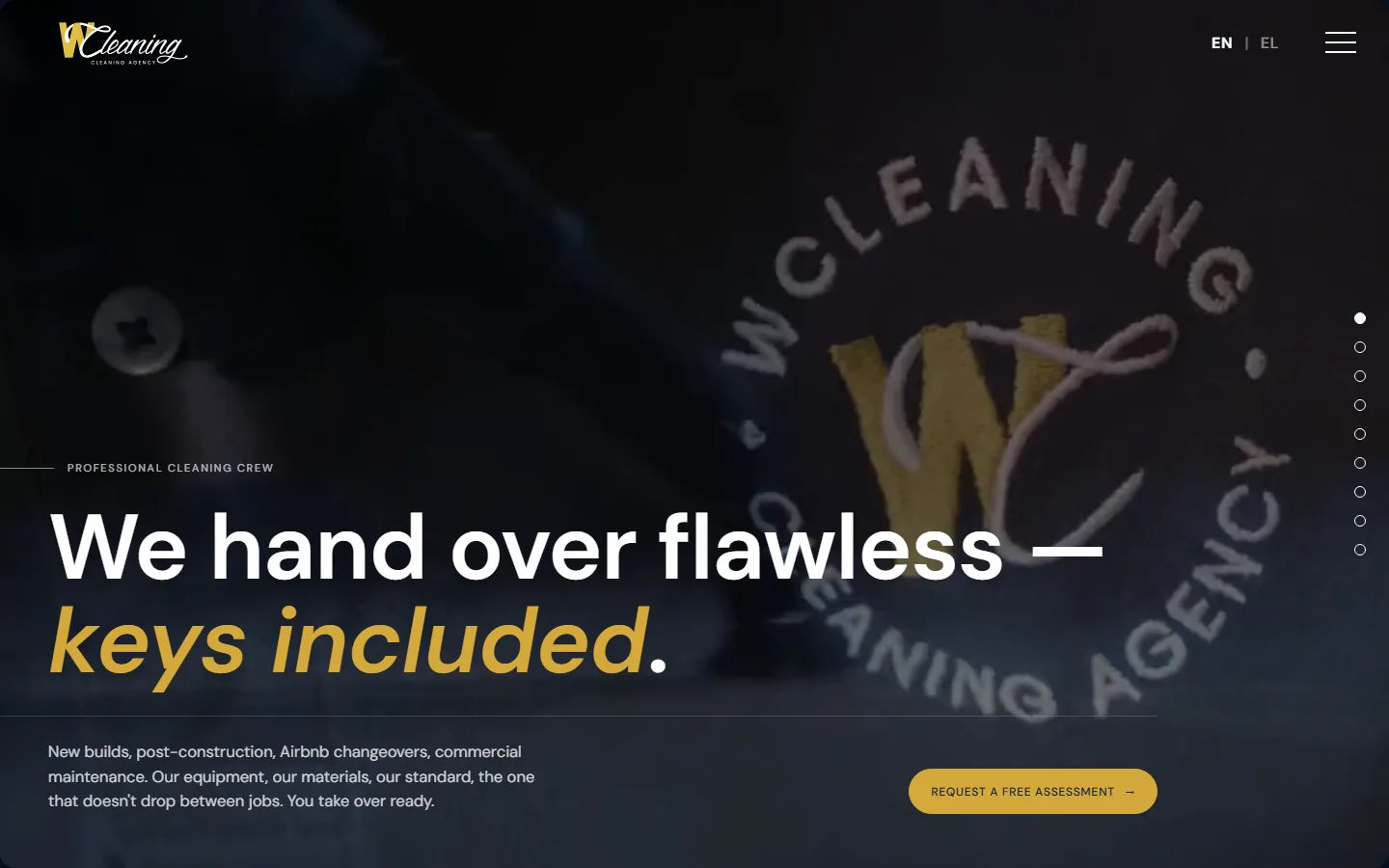 Η αρχική σελίδα του W Cleaning